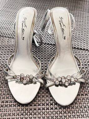 Silver Embellished Strappy Heels